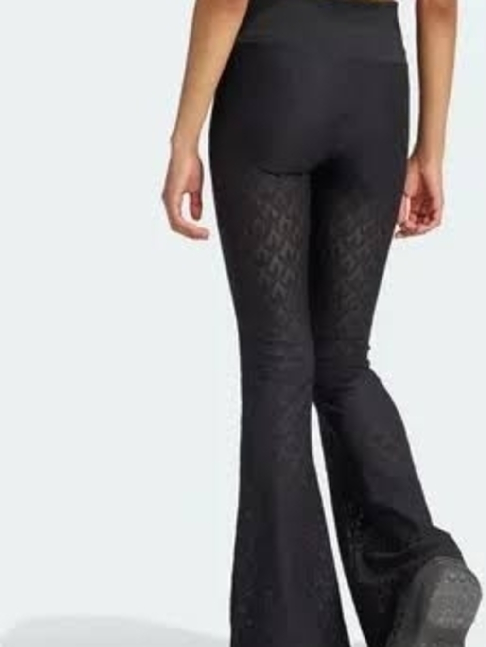 adidas Black Lace-Pattern Flare Pants - Picture 2 of 6